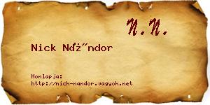 Nick Nándor névjegykártya